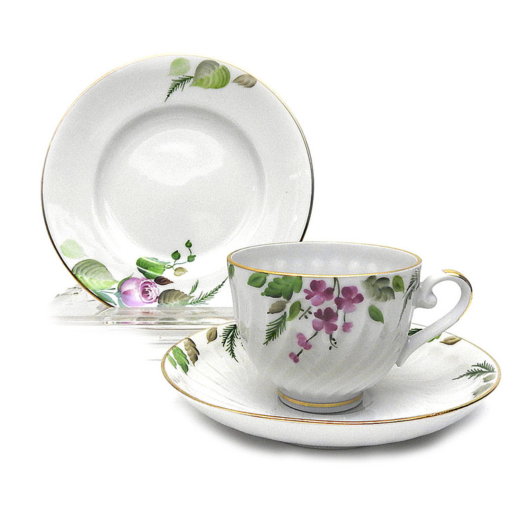 Summer-time (Лето) Coffee Cup, Saucer and Plate USSR Lomonosov