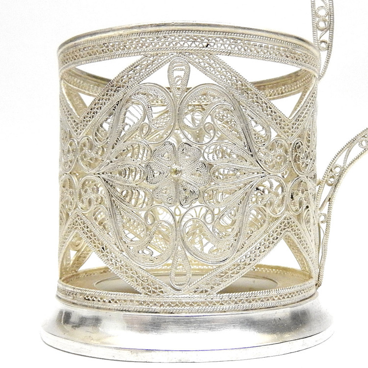 Vintage Kazakovo Filigree Tea Glass Holder, 1950's