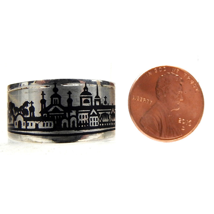 Niello Men's Ring with Lincoln Penny 