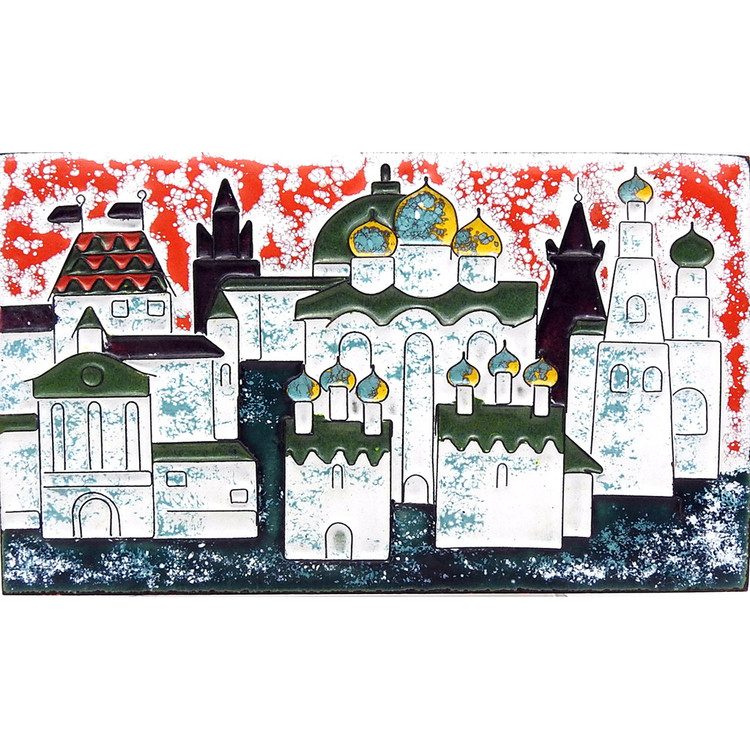 Moscow Kremlin Enamel on Copper Plaque