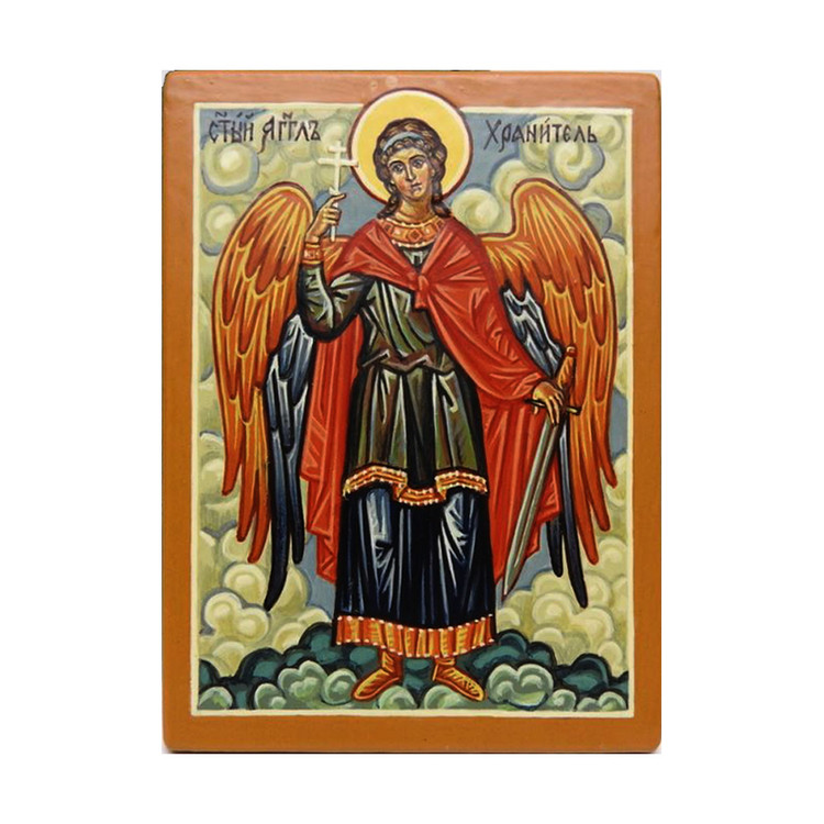 St. Michael the Guardian Angel. The Russian Orthodox, as well as other Eastern Orthodox, accord Michael the title "Archistrategos", or "Supreme Commander of the Heavenly Hosts." The Orthodox pray to their guardian angels, and above all, to Michael and Gabriel. Painted in Russia.