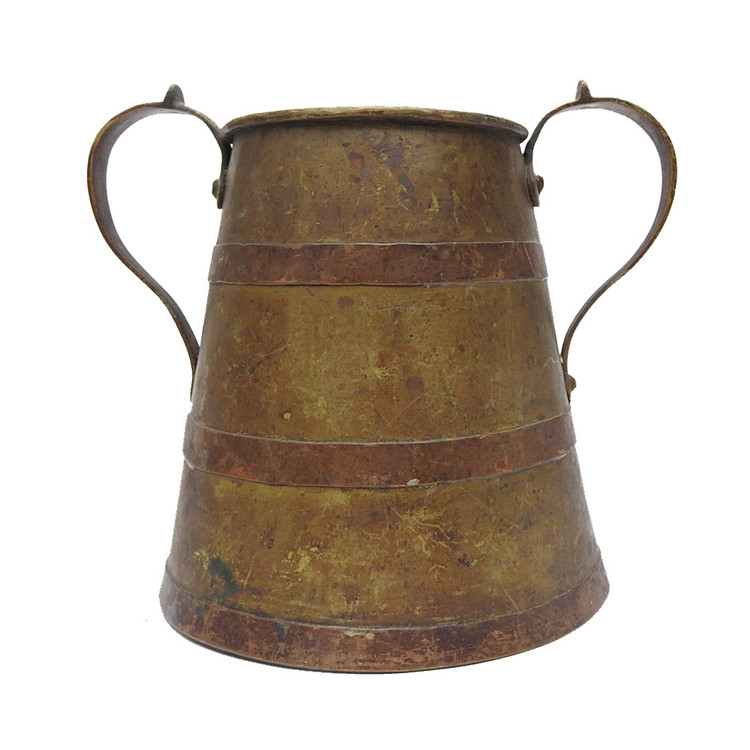 French Copper Brass Banded Measure, 19th c. 