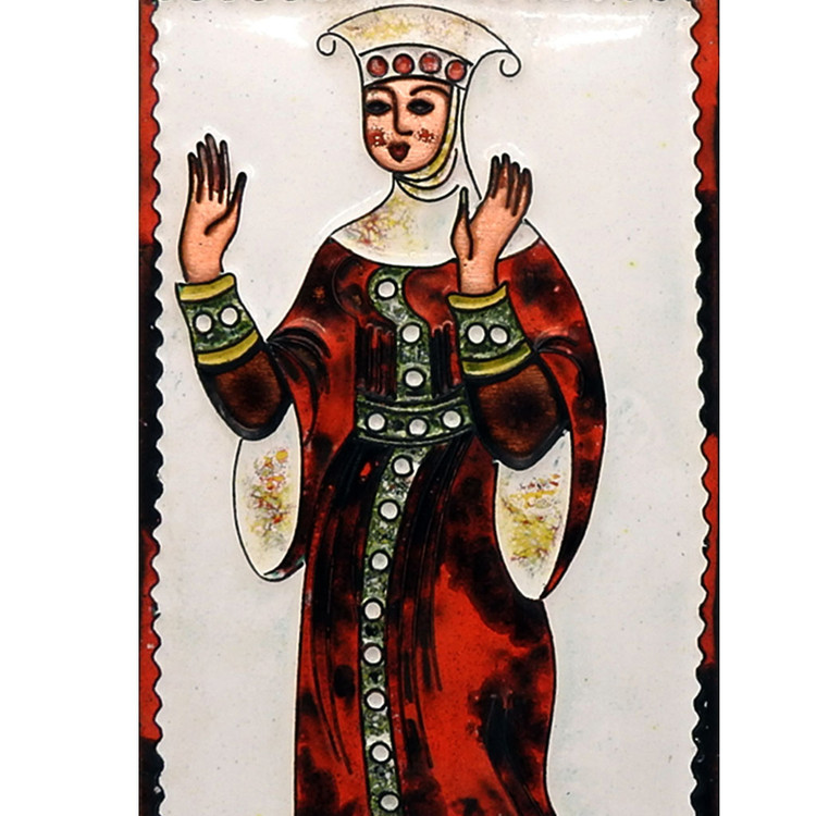 Russian Costume Enamel on Copper Plaque