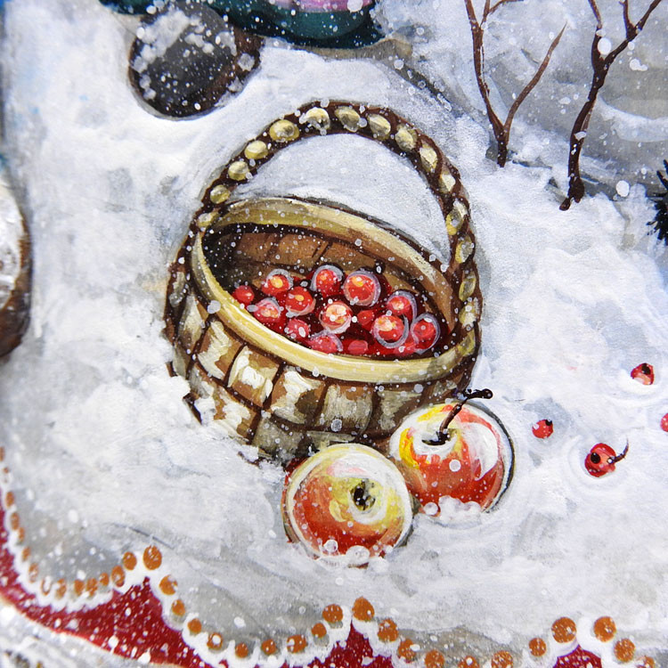 Grandfather Frost with Children and Bear Cub. (Дед Мороз с детьми и медвежонком) Large Decorated Christmas Carving