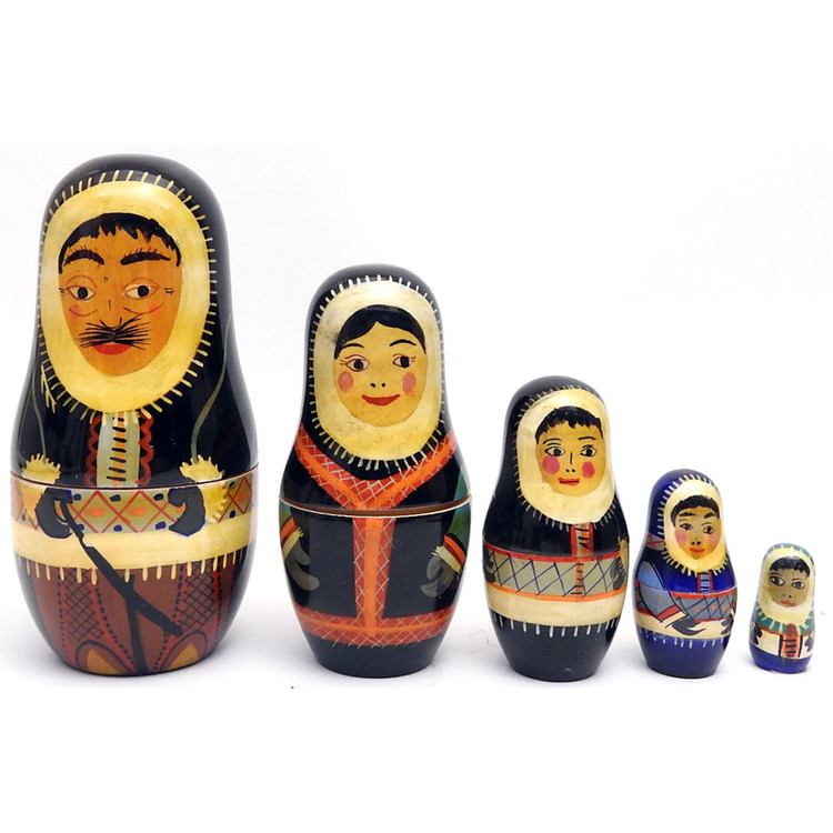 Inuit Family [इनुइट]. 5-nested doll hand made in India circa mid-1980s