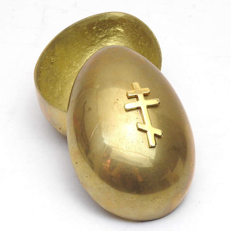 Brass Egg Box with Orthodox Cross