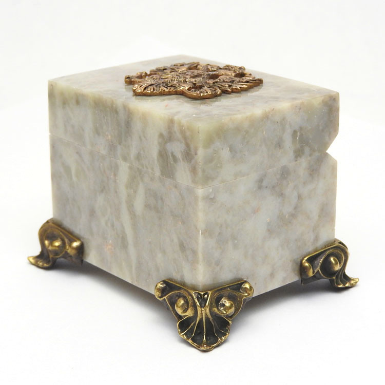 Footed  Stone Box with Double Headed Eagle