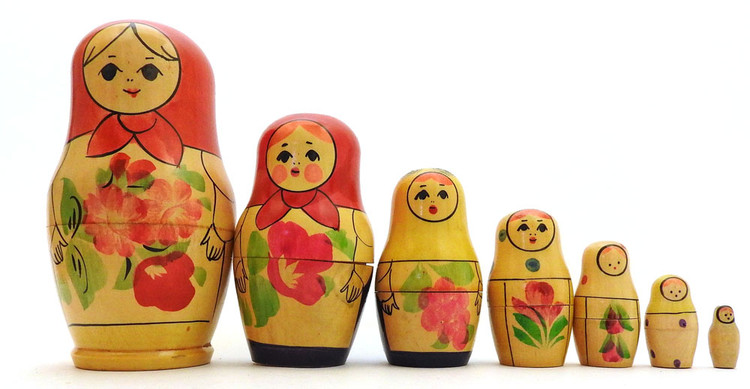 Kirov 7pc, circa 1983. This matryoshka set was made in the 1980s, some 20 years after the formation of the production center. Any nesting dolls from the last quarter of the 20th century are somewhat scarce in about fine, unplayed with condition.