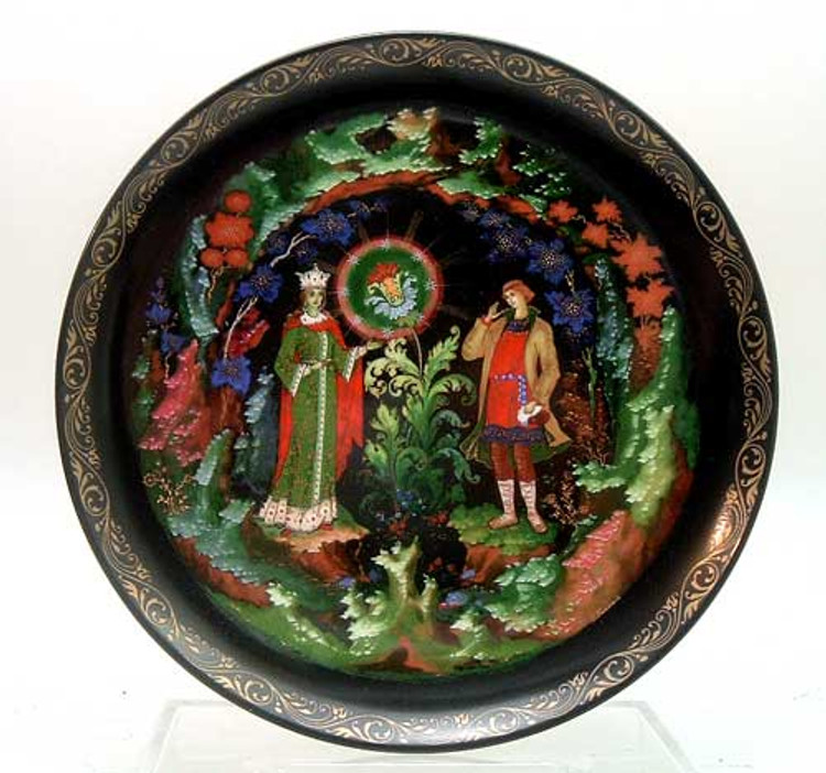 Stone Flower (Каменный цветок). Based on a Russian Ural folk tale written down by Pavel Bazhov. 8th plate in the series. 1989. From the RUSSIAN LEGENDS Series - "Vinogradoff Porcelain" collection. Art for the plate was created by Valeriy Bolshakov. Custom fitted box with a Certificate of Authenticity and a descriptive foldout in English.