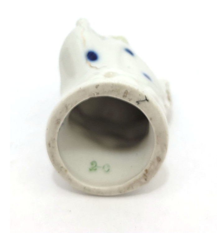 Baranovka "Dancer" ("Плясунья"). Circa 1960. Hand painted, gilding, cobalt. A popular vintage piece whose origin goes back some 75 years in the Baranovka Factory. 3½' in height. Made for the domestic market, marked 2-C in green.  The Baranovka (or Baranówka) Porcelain Manufactory was founded by Mikhail Mezer in 1801 in Volynia, or Volhynia (then in Poland, and later annexed by Russia, thus an imperial factory). Baranówka today is located in Ukraine and is known as Baranivka; the factory either was dissolved in 2013, or it still exists and produces tablewares as well as decorative objects (both could be true, or not, according to AI). It has an interesting history, to say the least. Baranovka "Dancer" ("Плясунья"). Circa 1960. Hand painted, gilding, cobalt. A popular vintage piece whose origin goes back some 75 years in the Baranovka Factory. 3½' in height. Made for the domestic market, marked 2-C in green.  The Baranovka (or Baranówka) Porcelain Manufactory was founded by Mikhail Mezer in 1801 in Volynia, or Volhynia (then in Poland, and later annexed by Russia, thus an imperial factory). Baranówka today is located in Ukraine and is known as Baranivka; the factory either was dissolved in 2013, or it still exists and produces tablewares as well as decorative objects (both could be true, or not, according to AI). It has an interesting history, to say the least.