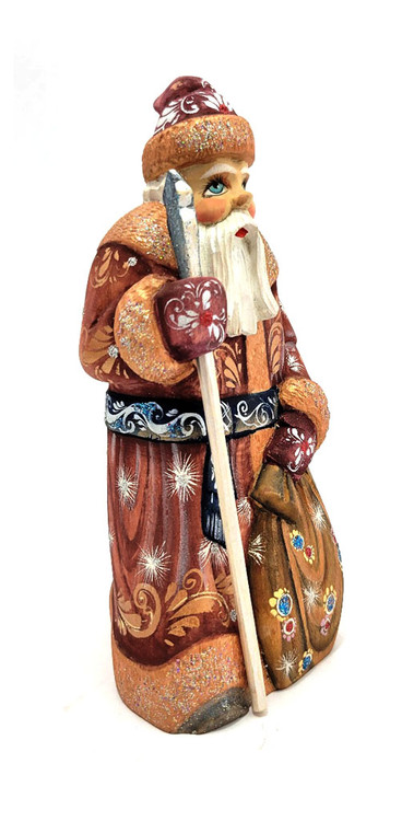 Grandfather Frost (Дед Мороз). A small, delicate Grandfather Frost with mischievous charm. Detailed painted carving from Sergiev Posad circa 2012.