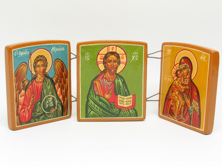 Christ with Saints Triptych Icon 