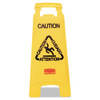 Rubbermaid Commercial Multilingual  Caution  Floor Sign  Plastic  11 x 12 x 25  Bright Yellow (RCP 6112 YEL)