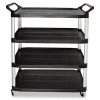 Rubbermaid Commercial Open Sided Utility Cart  Four-Shelf  40 63w x 20d x 51h  Black (RCP 4096 BLA)