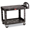 Rubbermaid Commercial Flat Shelf Utility Cart  Two-Shelf  25 25w x 44d x 38 13h  Black (RCP 4525 BLA)