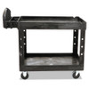 Rubbermaid Commercial Heavy-Duty Utility Cart  Two-Shelf  25 9w x 45 2d x 32 2h  Black (RCP 4520-88 BLA)