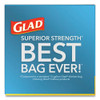 Glad ForceFlexPlus OdorShield Tall Kitchen Drawstring Trash Bags  13 gal  0 9 mil  24  x 28   White  204 Carton (CLO 70320)