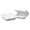 Genpak Foam Hinged Carryout Container, 1-Compartment, 9-1/4x9-1/4x3, White, 100/Bag (GNP 20010)