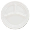 Dart Plastic Plates  9 Inches  White  3 Compartments  Round  125 Pack (DCC 9CPWF)