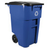 Rubbermaid Commercial Brute Rollout Container  Square  Plastic  50 gal  Blue (RCP 9W27 BLU)