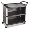 Rubbermaid Commercial Xtra Utility Cart  300-lb Capacity  Three-Shelf  20w x 40 63d x 37 8h  Black (RCP 4093 BLA)