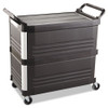 Rubbermaid Commercial Xtra Utility Cart  300-lb Capacity  Three-Shelf  20w x 40 63d x 37 8h  Black (RCP 4093 BLA)