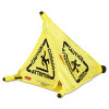 Rubbermaid Commercial Multilingual  Caution  Pop-Up Safety Cone  3-Sided  Fabric  21 x 21 x 20  Yellow (RCP 9S00 YEL)