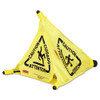 Rubbermaid Commercial Multilingual  Caution  Pop-Up Safety Cone  3-Sided  Fabric  21 x 21 x 20  Yellow (RCP 9S00 YEL)