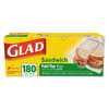 Glad Fold-Top Sandwich Bags  6 5  x 5 5   Clear  180 Box (CLO 60771)