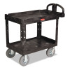 Rubbermaid Commercial Heavy-Duty Utility Cart  Two-Shelf  25 88w x 45 25d x 37 13h  Black (RCP 4520-10 BLA)