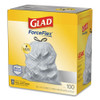 Glad ForceFlexPlus Tall Kitchen Drawstring Trash Bags  13 gal  0 72 mil  23 75  x 24 88   White  100 Box (CLO 70427)