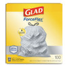 Glad ForceFlexPlus Tall Kitchen Drawstring Trash Bags  13 gal  0 72 mil  23 75  x 24 88   White  100 Box (CLO 70427)