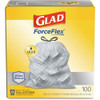 Glad ForceFlexPlus Tall Kitchen Drawstring Trash Bags  13 gal  0 72 mil  23 75  x 24 88   White  100 Box (CLO 70427)