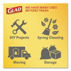 Glad ForceFlexPlus Tall Kitchen Drawstring Trash Bags  13 gal  0 72 mil  23 75  x 24 88   White  100 Box (CLO 70427)