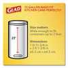 Glad ForceFlexPlus Tall Kitchen Drawstring Trash Bags  13 gal  0 72 mil  23 75  x 24 88   White  100 Box (CLO 70427)