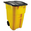 Rubbermaid Commercial Brute Rollout Container  Square  Plastic  50 gal  Yellow (RCP 9W27 YEL)