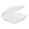 Dart Foam Hinged Lid Containers  8 x 8 x 2 1 4  White  200 Carton (DCC 80HT1R)