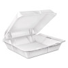 Dart Foam Hinged Lid Containers  9 375 x 9 375 x 3  White  200 Carton (DCC 90HT1R)