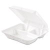 Dart Carryout Food Container  Foam  3-Comp  White  8 x 7 1 2 x 2 3 10  200 Carton (DCC 80HT3R)