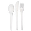 Eco-Products Plantware Compostable Cutlery Kit  Knife Fork Spoon Napkin  6   Pearl White  250 Kits Carton (ECOEPS015)