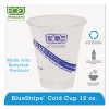 Eco-Products BlueStripe 25  Recycled Content Cold Cups  12 oz  Clear Blue  50 Pk  20 Pk Ct (ECOEPCR12)