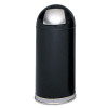 Safco Dome Receptacle with Spring-Loaded Door  Round  Steel  15 gal  Black (SAF9636BL)