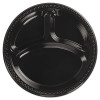 Chinet Heavyweight Plastic 3 Compartment Plates  10 1 4  Dia  Black  125 PK  4 Packs CT (HUH81430)