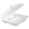 Dart Foam Hinged Lid Container  3-Comp  9 3 x 9 1 2 x 3  White  100 Bag  2 Bag Carton (DCC95HTPF3R)