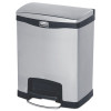 Rubbermaid Commercial Slim Jim Stainless Steel Step-On Container  Front Step Style  8 gal  Black (RCP1901985)