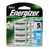 Energizer NiMH Rechargeable AA Batteries  1 2V  4 Pack (EVENH15BP4)