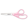 Westcott All Purpose Pink Ribbon Scissors  8  Long  3 5  Cut Length  Pink Straight Handle (ACM15387)