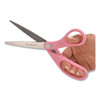 Westcott All Purpose Pink Ribbon Scissors  8  Long  3 5  Cut Length  Pink Straight Handle (ACM15387)