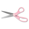 Westcott All Purpose Pink Ribbon Scissors  8  Long  3 5  Cut Length  Pink Straight Handle (ACM15387)