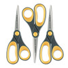Westcott Non-Stick Titanium Bonded Scissors  8  Long  3 25  Cut Length  Gray Yellow Straight Handles  3 Pack (ACM15454)